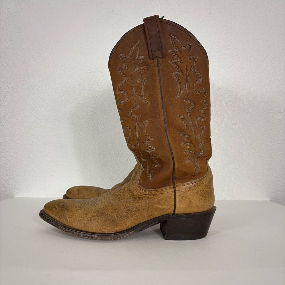Dan Post Brown Western Cowboy Boots Leather & Suede Tall Low Heel Men's Size 8.5